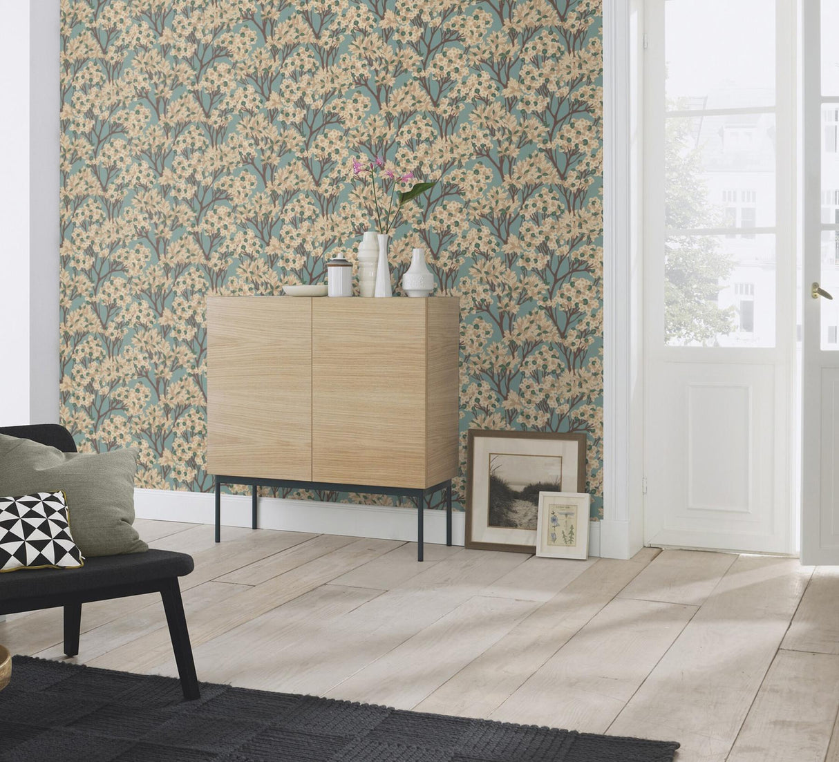 York Stickley Sky Blue Tree Wallpaper
