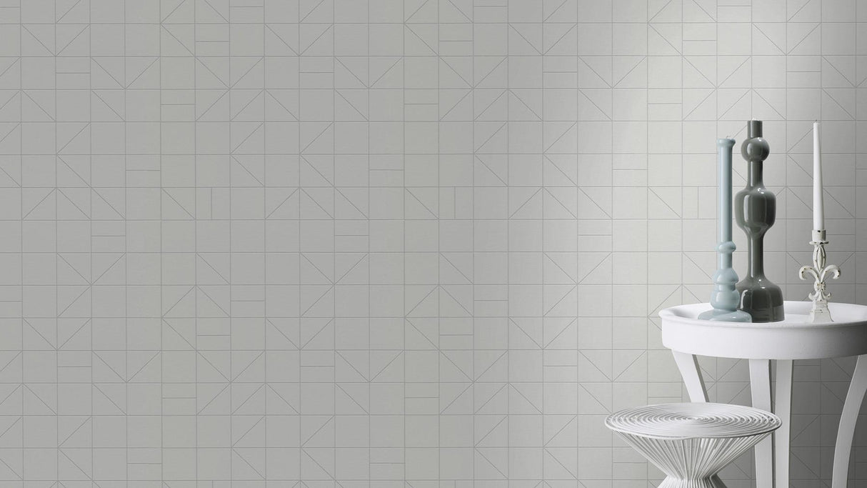 York Teague Silver Geometric Wallpaper