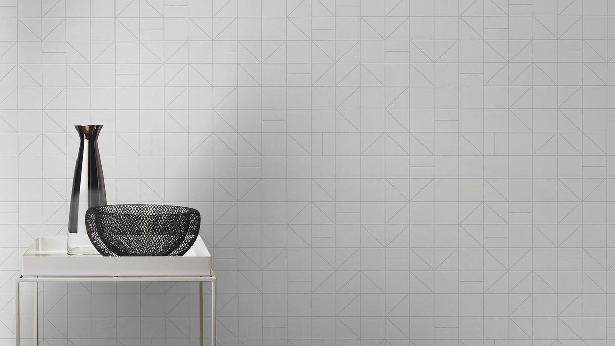 York Teague Silver Geometric Wallpaper