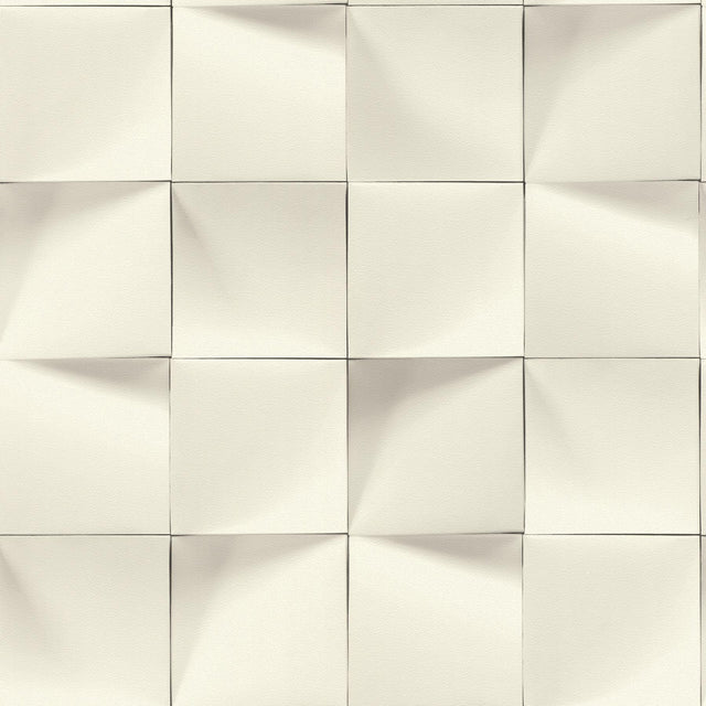 York Eyre White Three-Dimensional Geometric Wallpaper