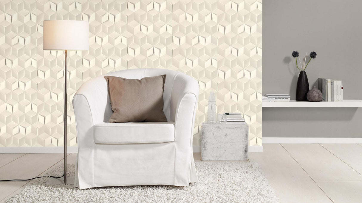 York Catteau Off-White Cube Wallpaper