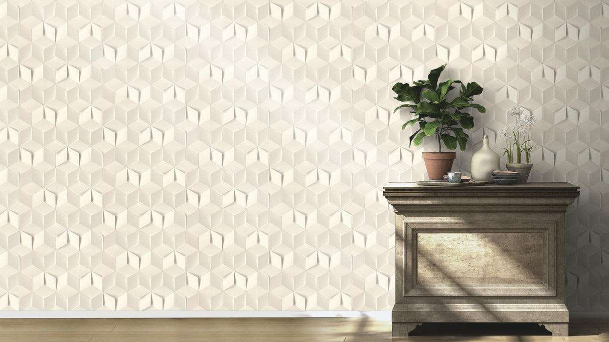 York Catteau Off-White Cube Wallpaper
