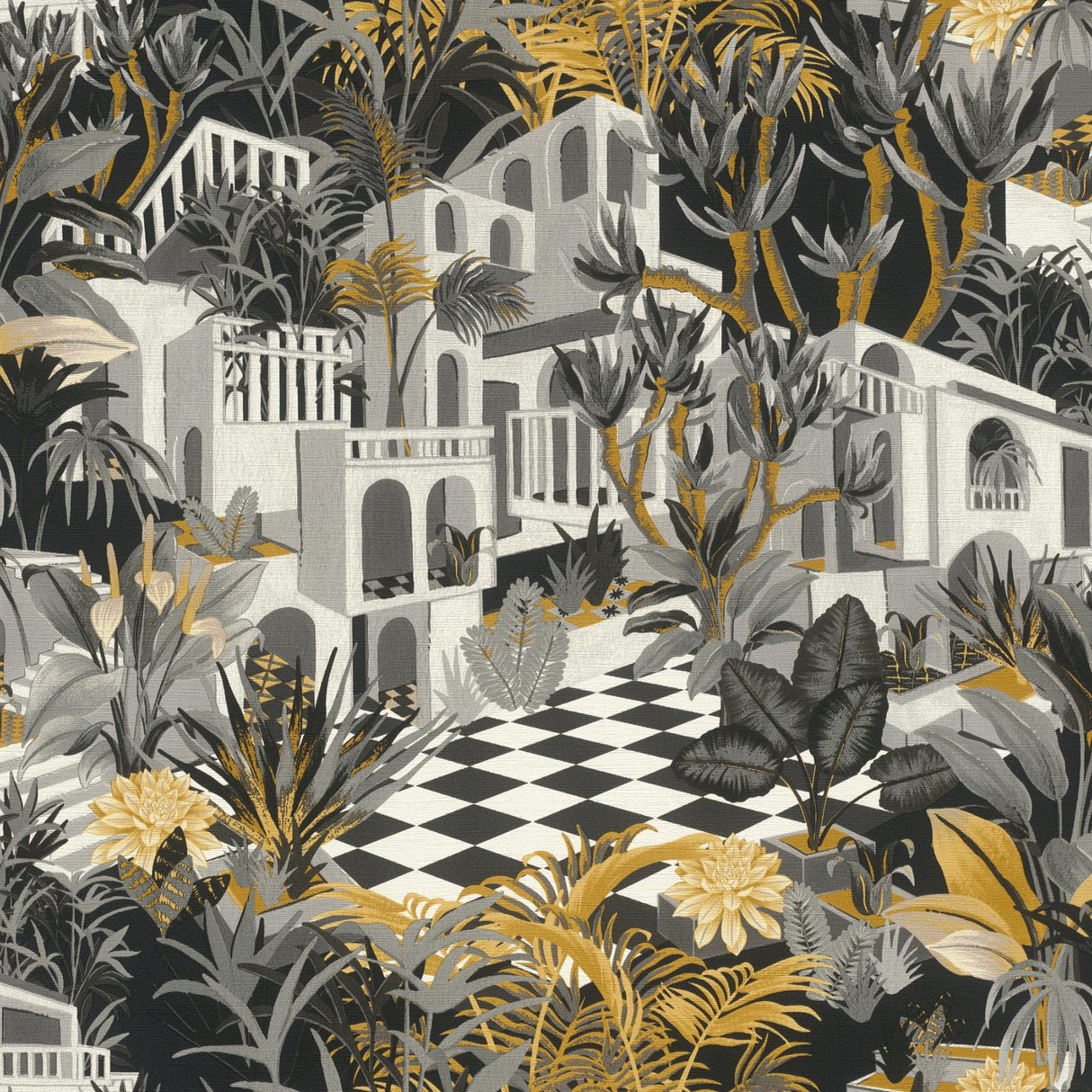 York Merian Grey Architectural Wallpaper