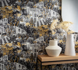 York Merian Grey Architectural Wallpaper