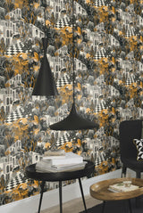 York Merian Grey Architectural Wallpaper