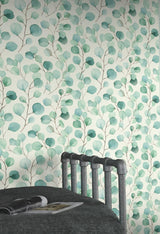 York Elaina Aqua Watercolor Boughs Wallpaper
