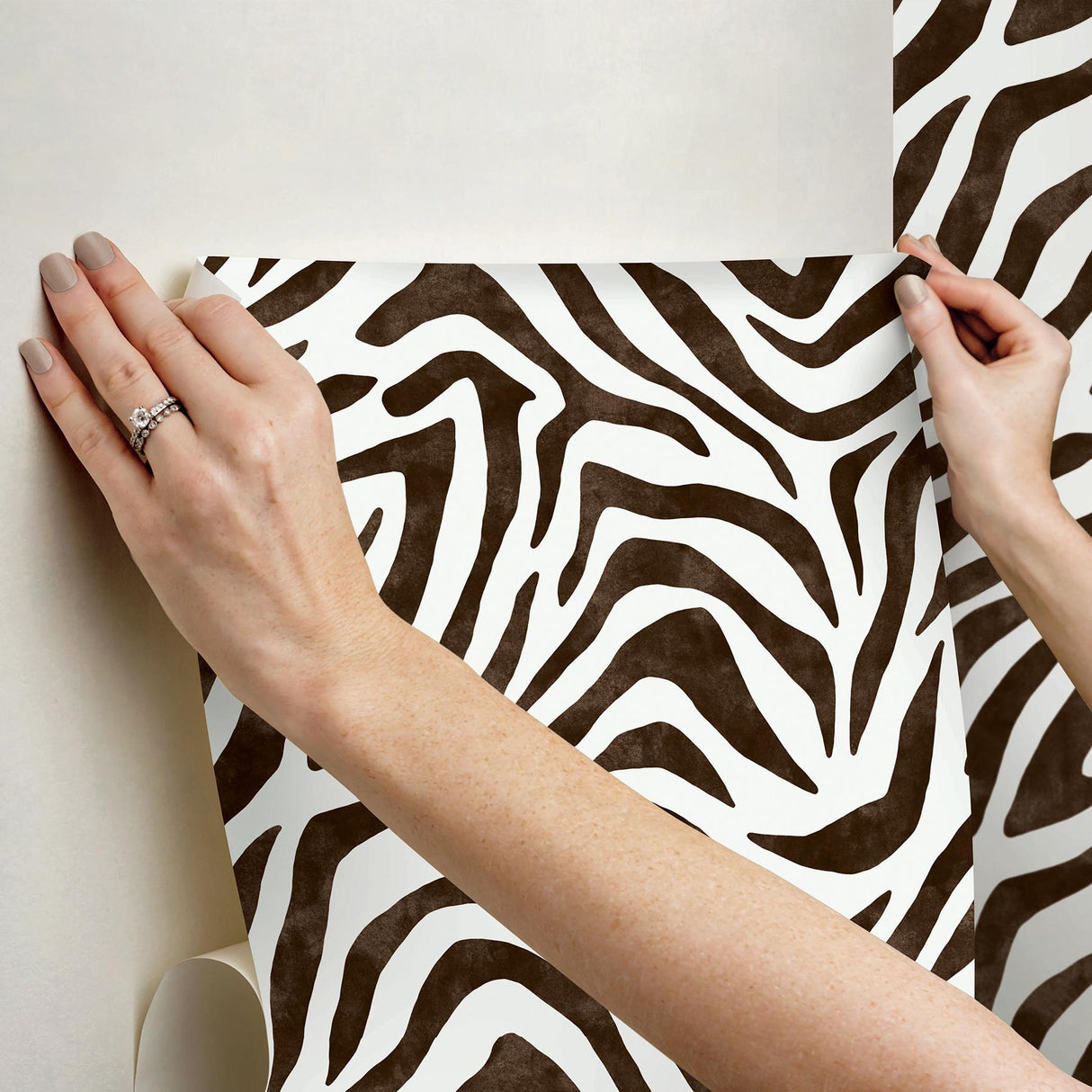 York RuZebra Brown Peel & Stick Wallpaper
