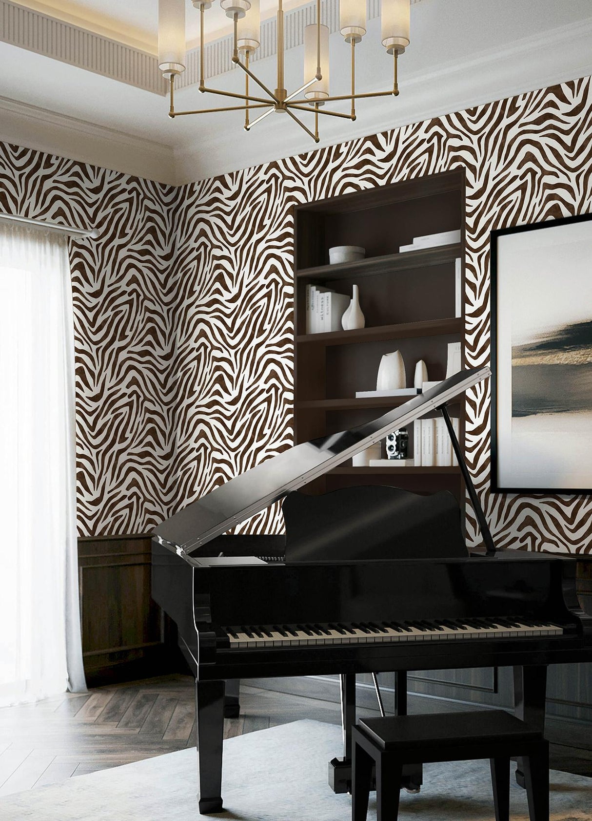 York RuZebra Brown Peel & Stick Wallpaper