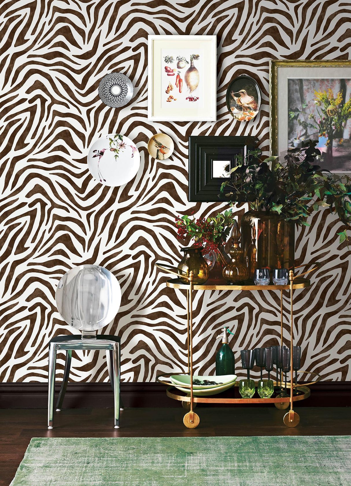 York RuZebra Brown Peel & Stick Wallpaper