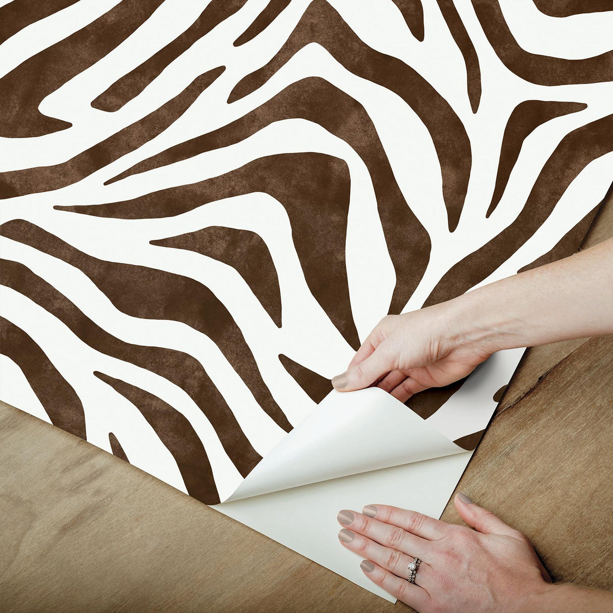 York RuZebra Brown Peel & Stick Wallpaper