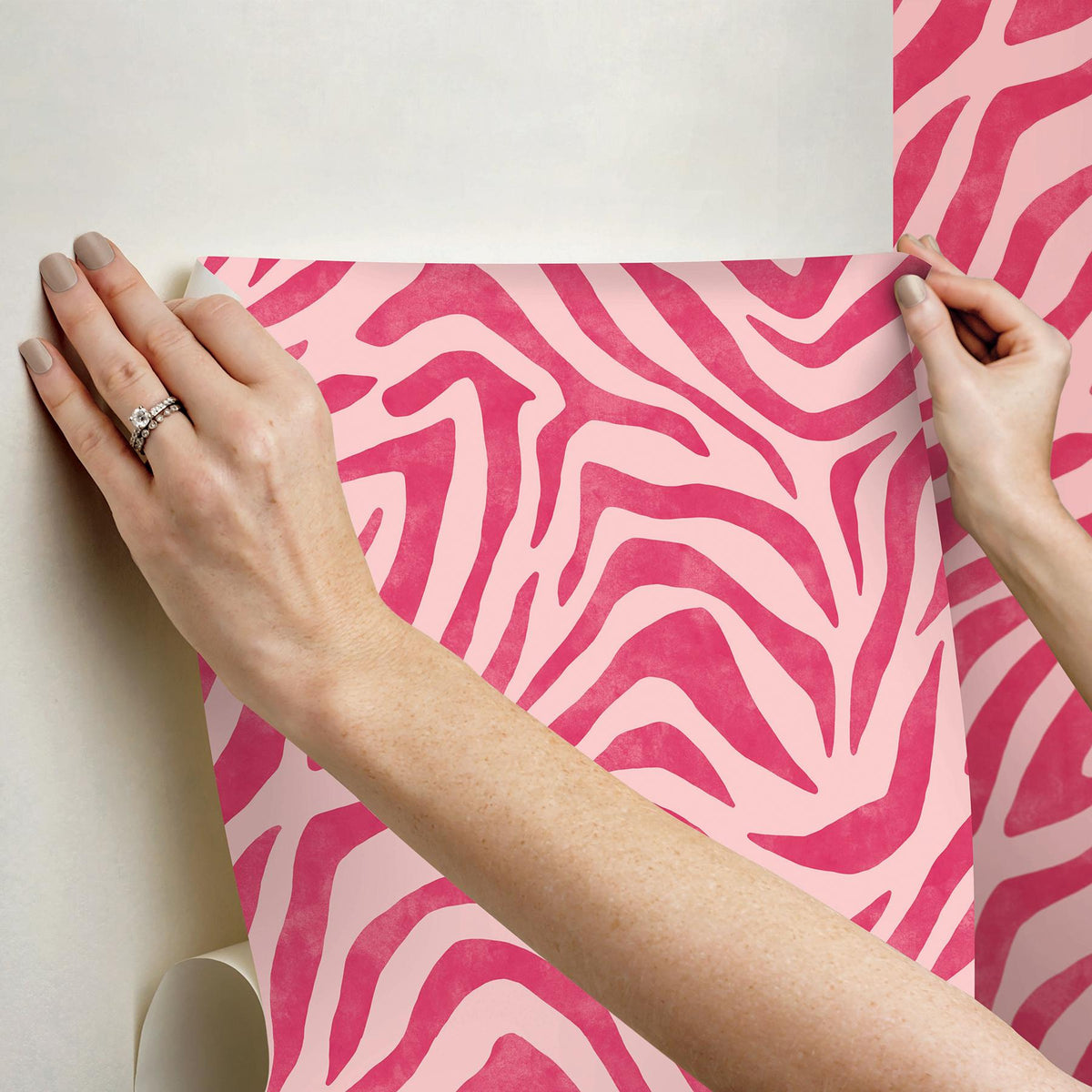 York RuZebra Pink & Red Peel & Stick Wallpaper