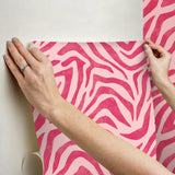 York RuZebra Pink & Red Peel & Stick Wallpaper