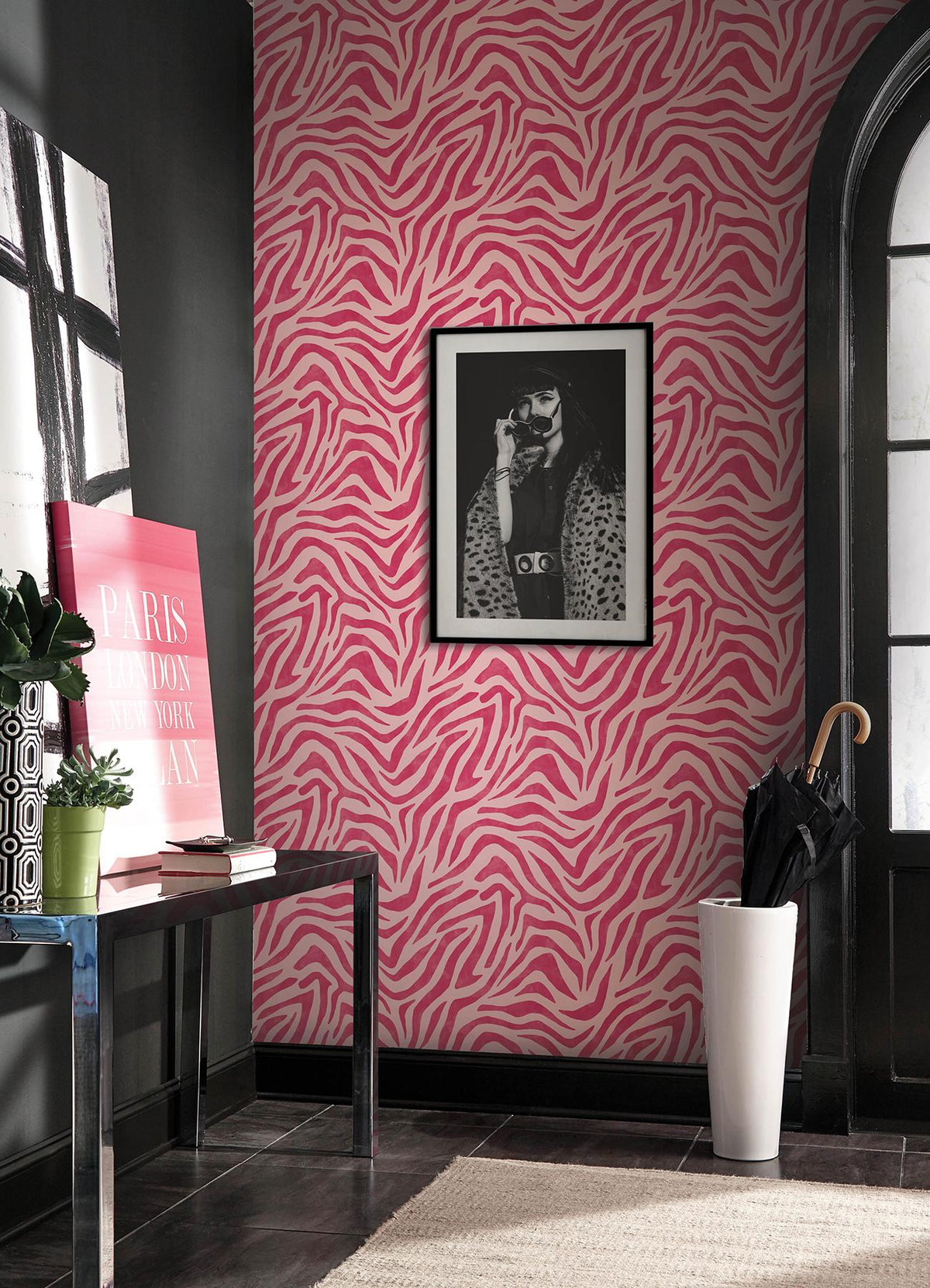 York RuZebra Pink & Red Peel & Stick Wallpaper