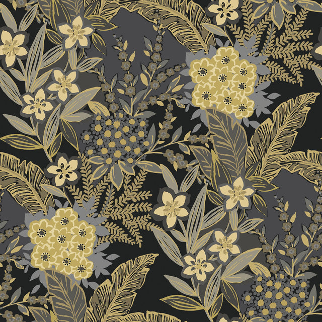 York RuJardin Black Peel & Stick Wallpaper