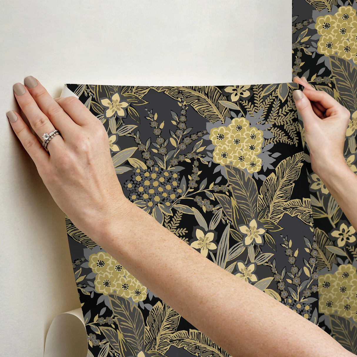 York RuJardin Black Peel & Stick Wallpaper
