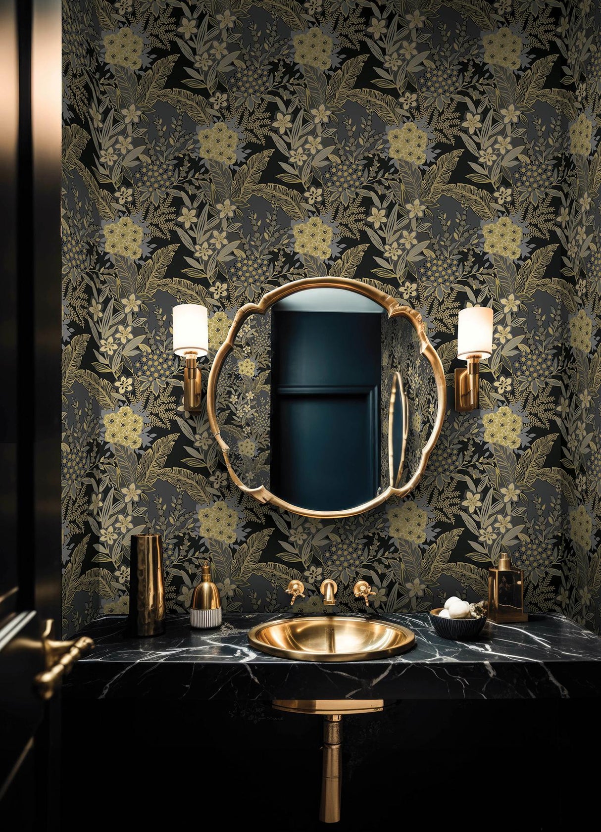 York RuJardin Black Peel & Stick Wallpaper