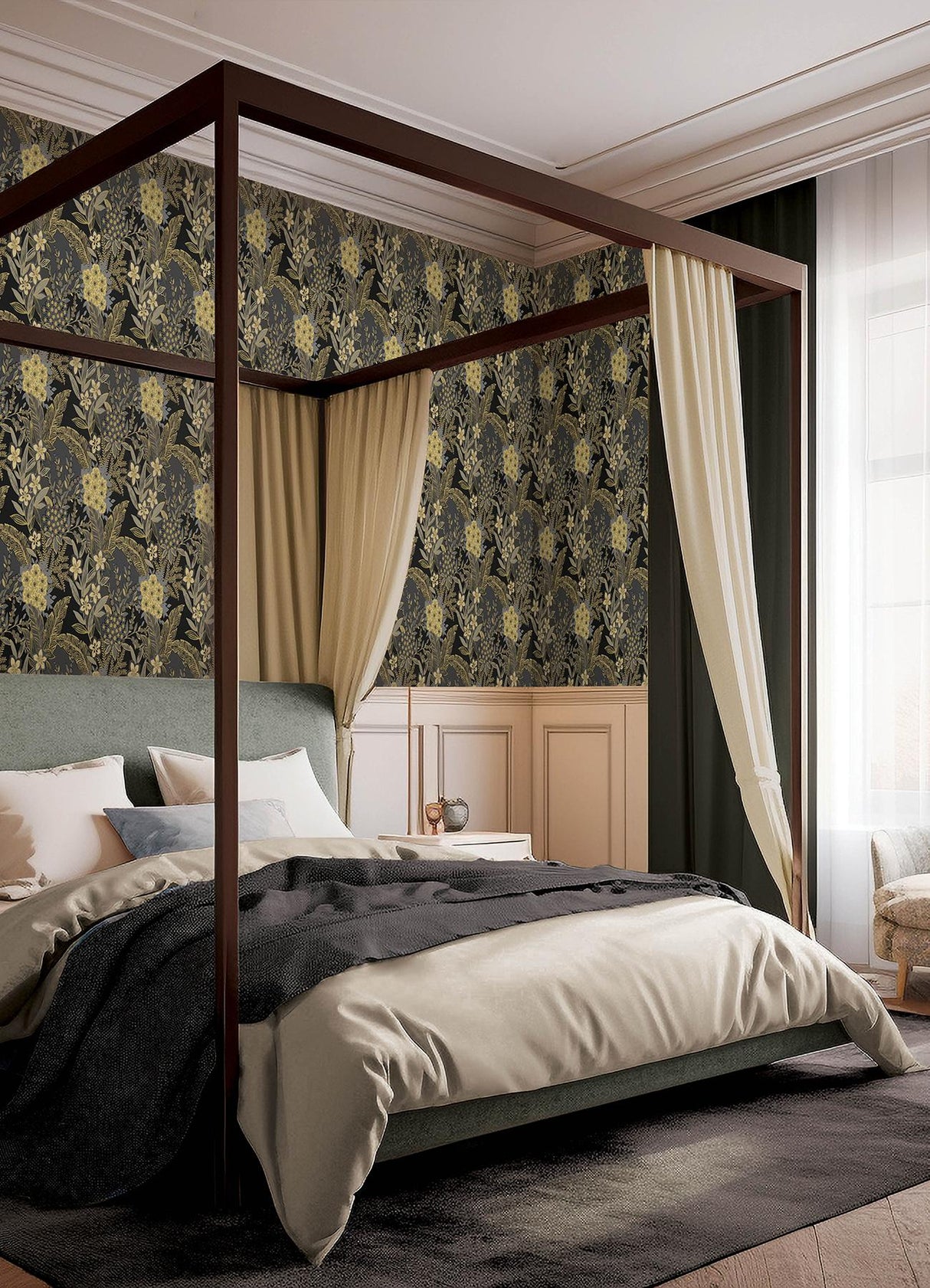 York RuJardin Black Peel & Stick Wallpaper