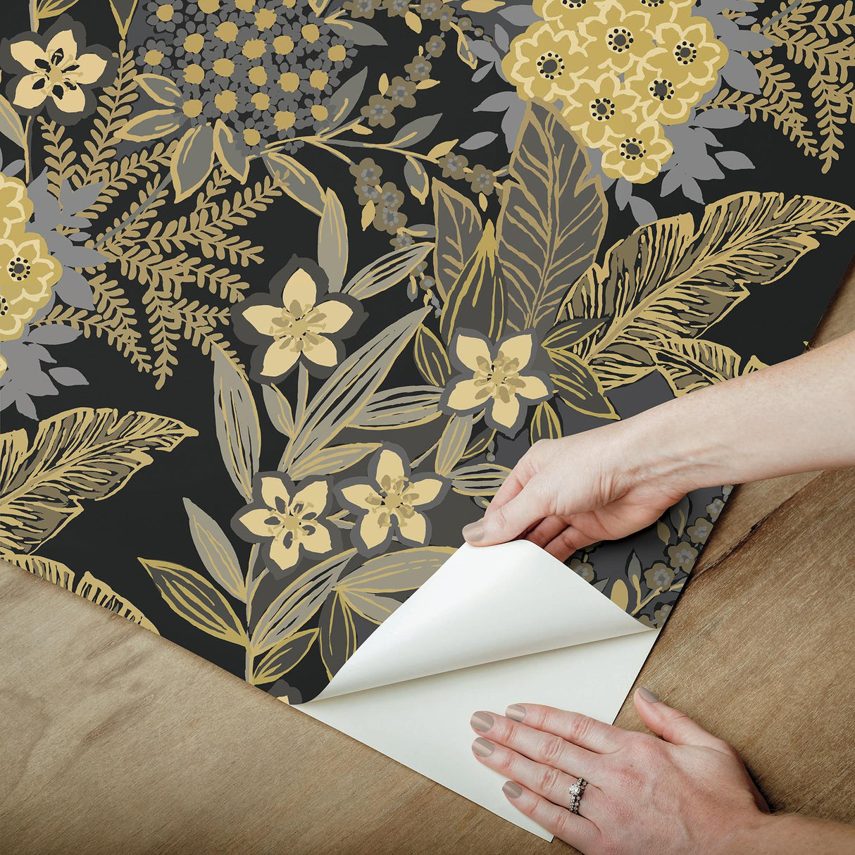 York RuJardin Black Peel & Stick Wallpaper