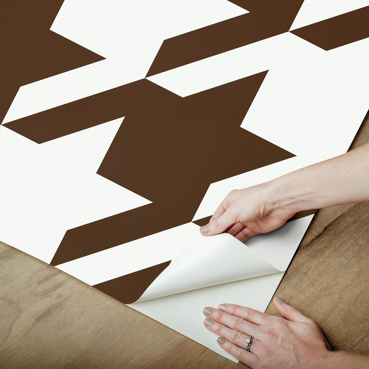 York RuHoundstooth Brown Peel & Stick Wallpaper