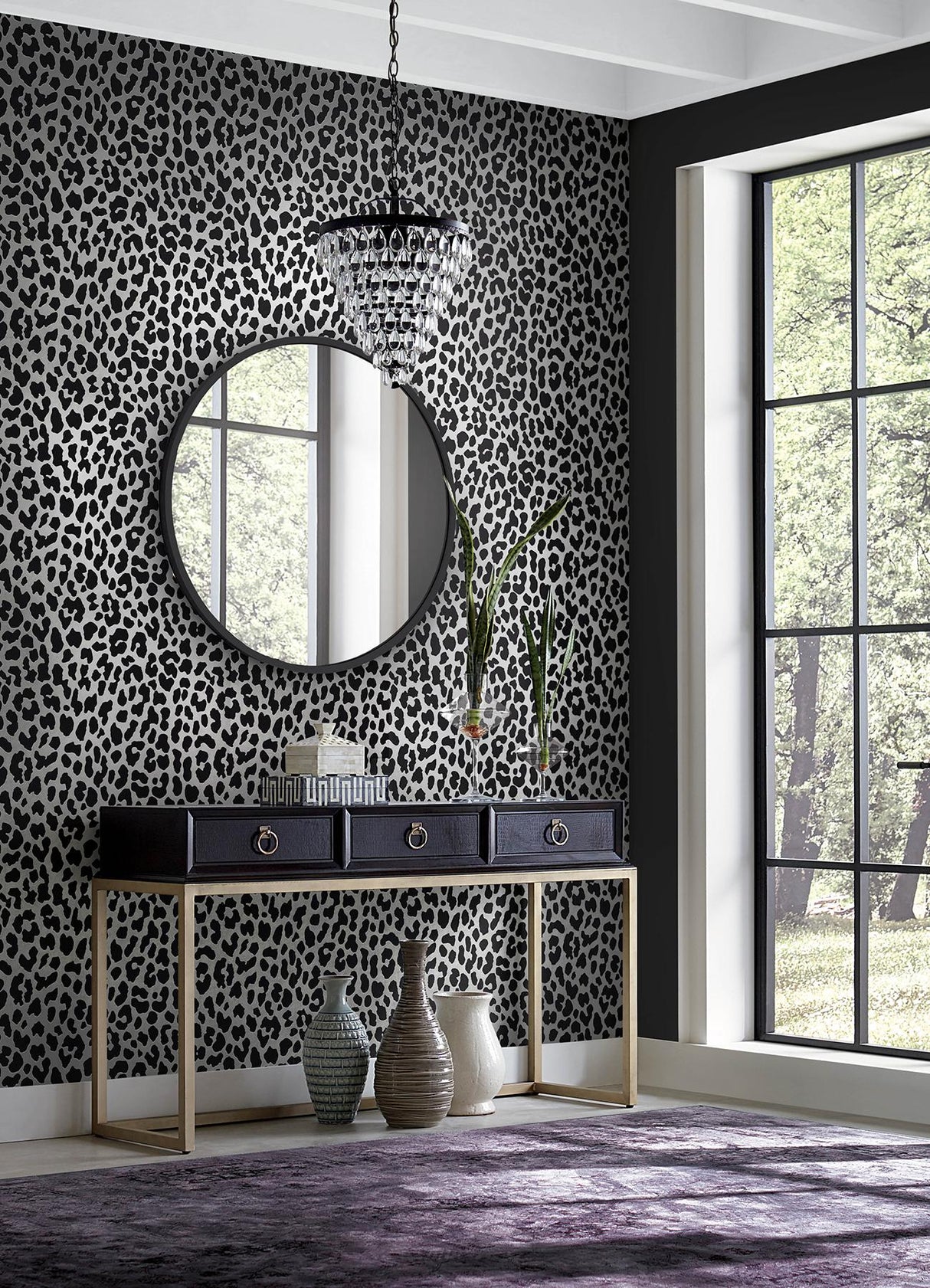 York RuLeopard Black Peel & Stick Wallpaper