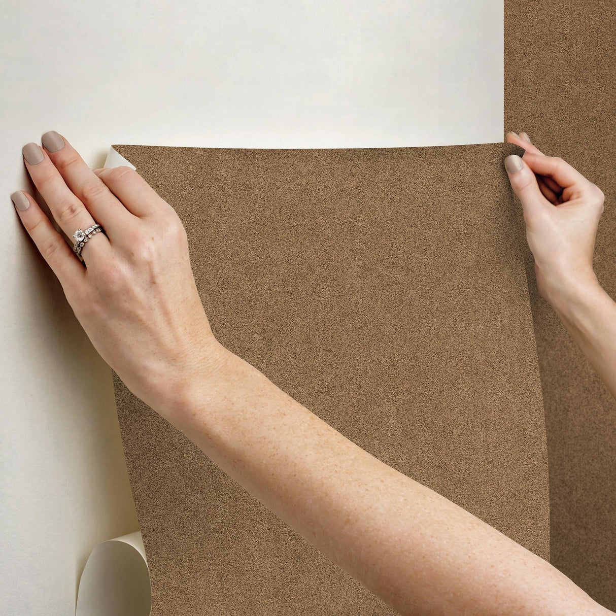 York RuSuede Khaki Peel & Stick Wallpaper