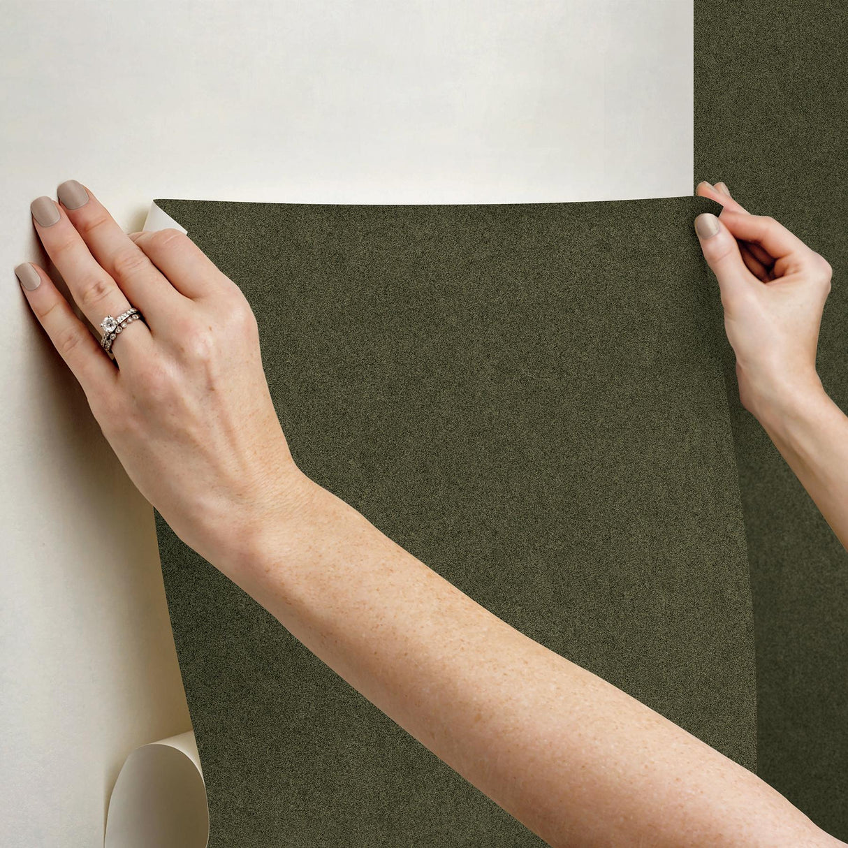 York RuSuede Olive Green Peel & Stick Wallpaper