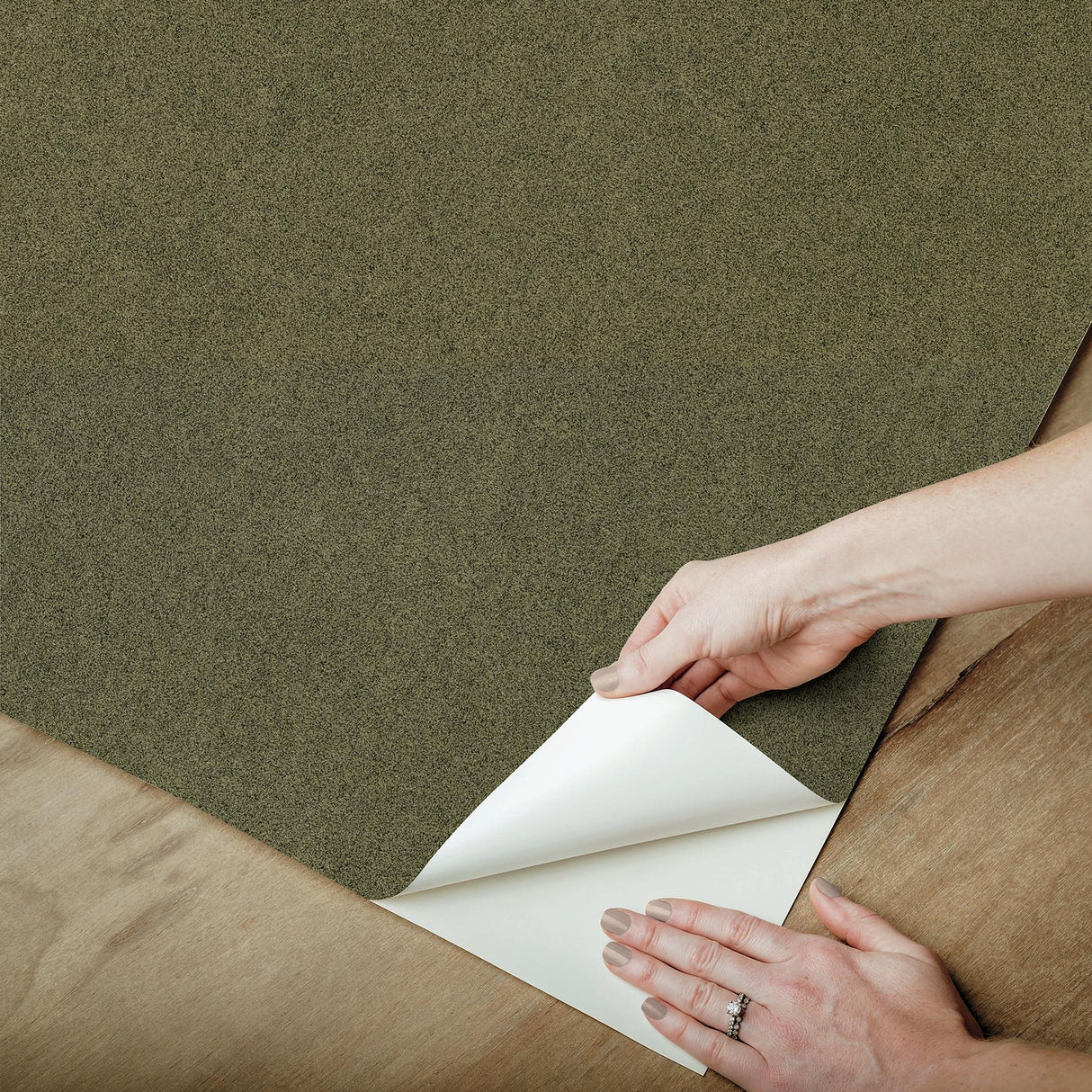 York RuSuede Olive Green Peel & Stick Wallpaper