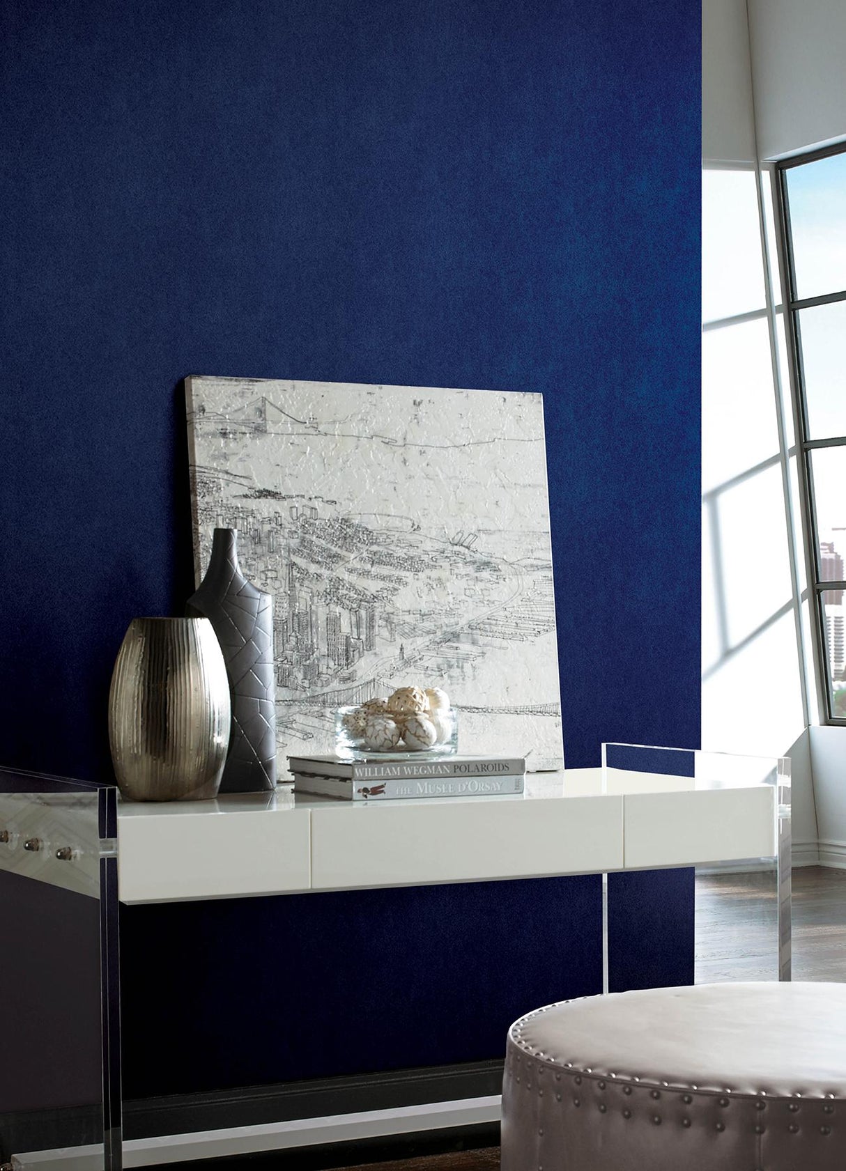 York RuSuede Azure Blue Peel & Stick Wallpaper