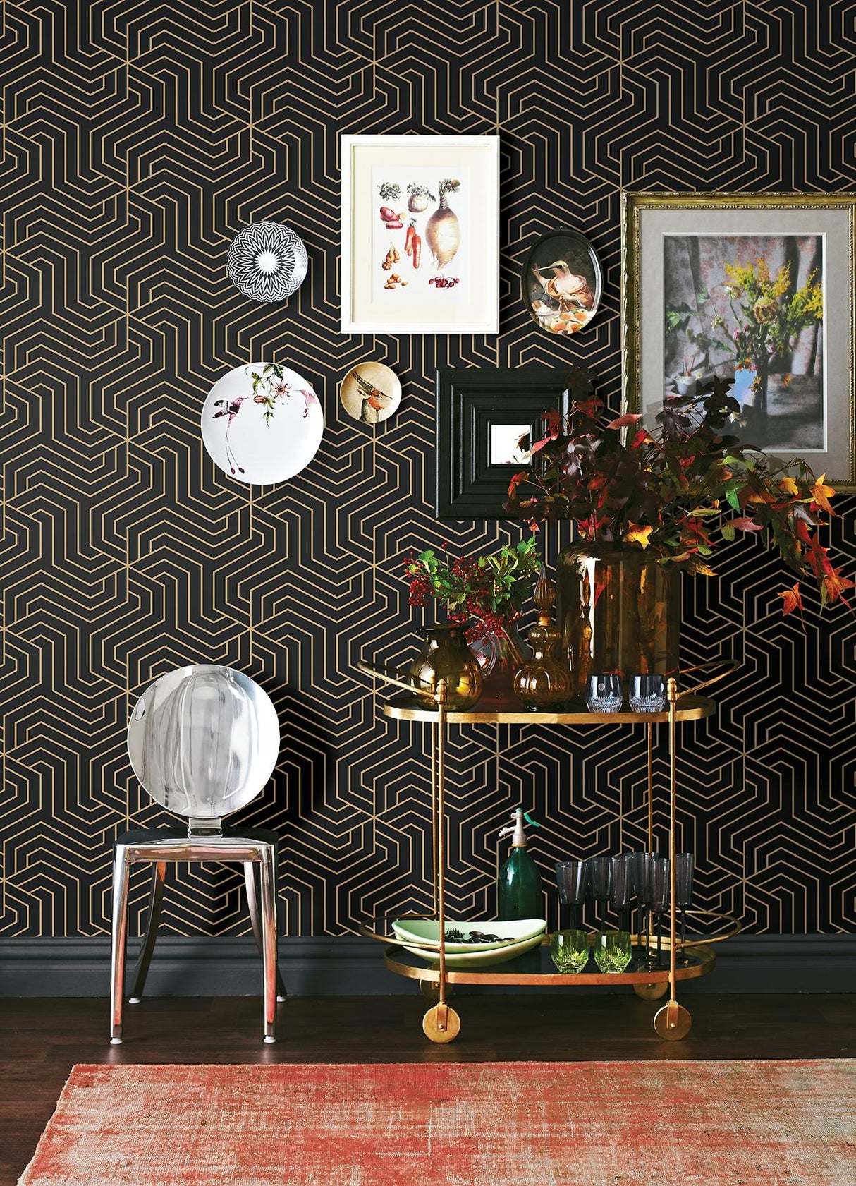 York Black Ramsey Peel & Stick Wallpaper