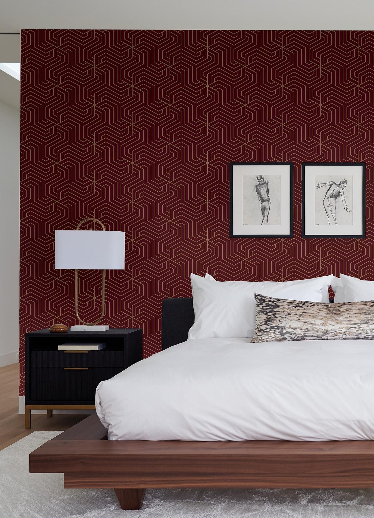 York Burgundy Ramsey Peel & Stick Wallpaper