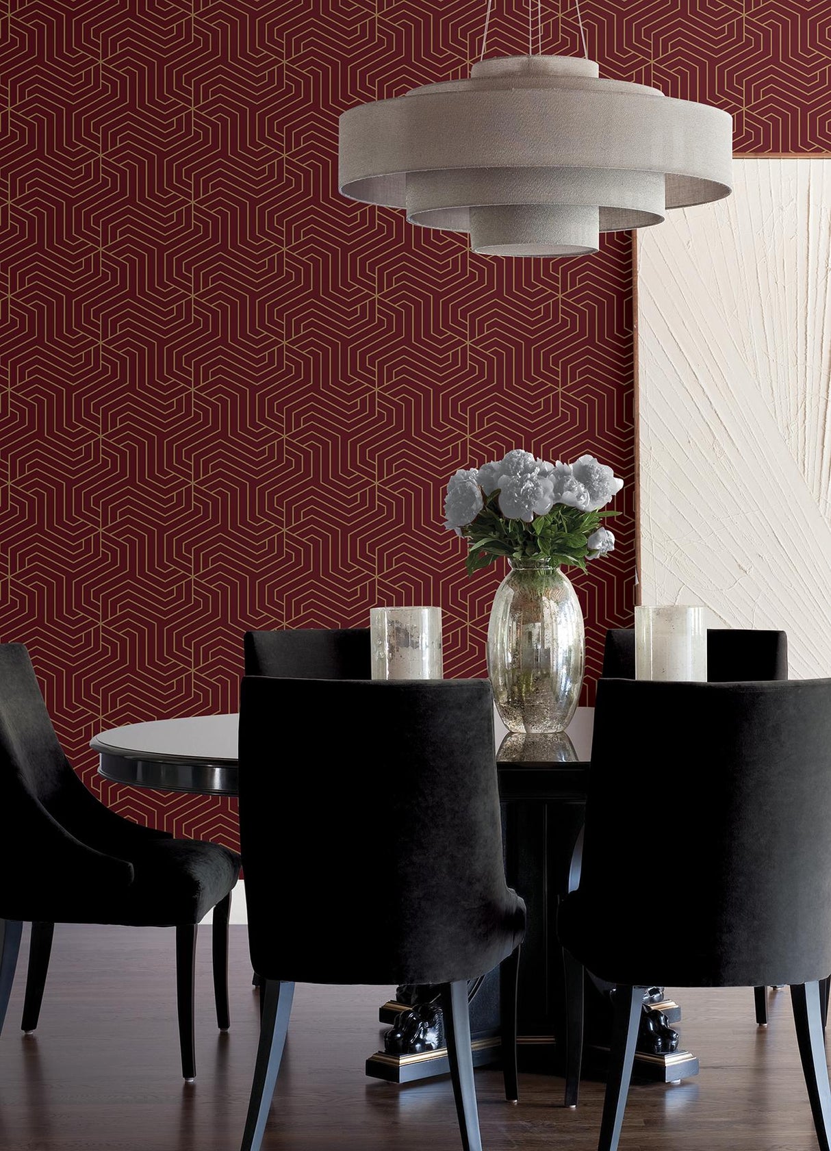York Burgundy Ramsey Peel & Stick Wallpaper