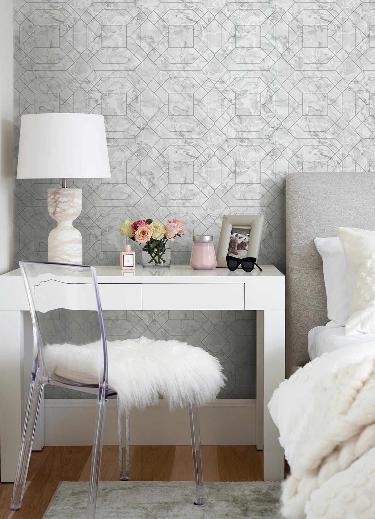 York Silver Seraphina Peel & Stick Wallpaper
