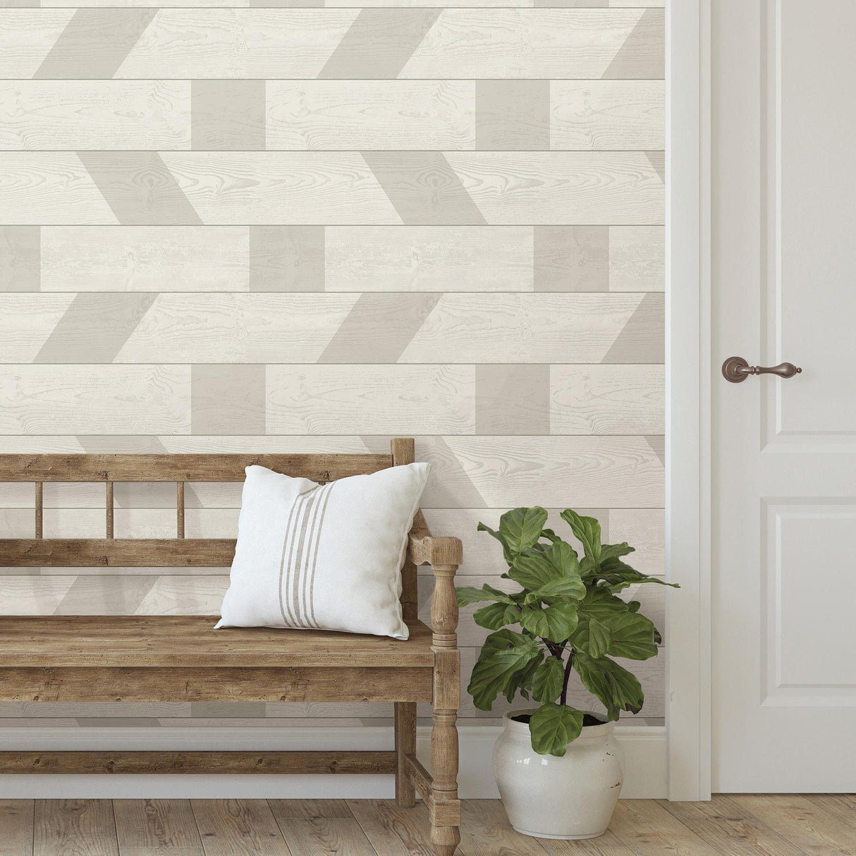 York Natural Graphic Shiplap Self Adhesive Wallpaper
