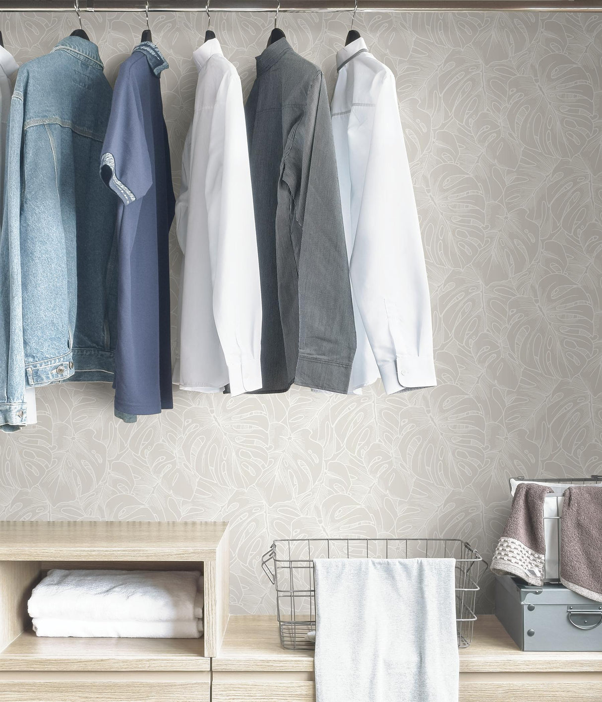 York White Borneo Peel & Stick Wallpaper