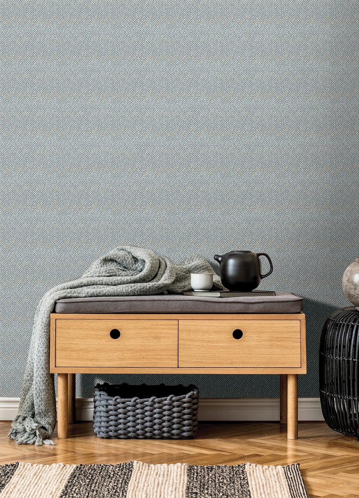 York Grey Blue Alden Peel & Stick Wallpaper