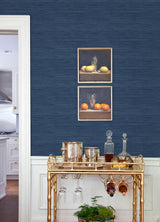 York Navy Blue Classic Faux Grasscloth Peel & Stick Wallpaper