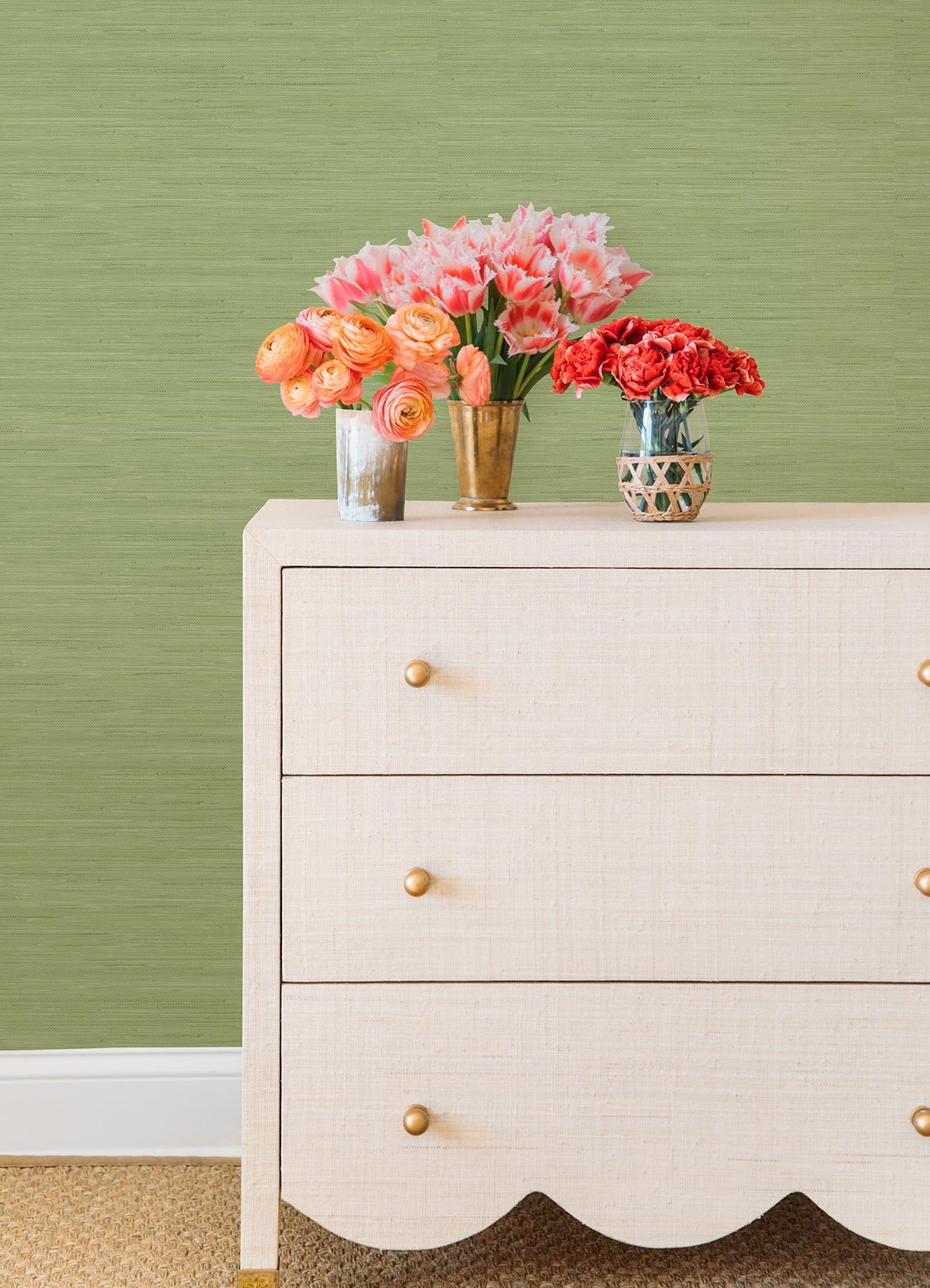 York Citrus Green Classic Faux Grasscloth Peel & Stick Wallpaper