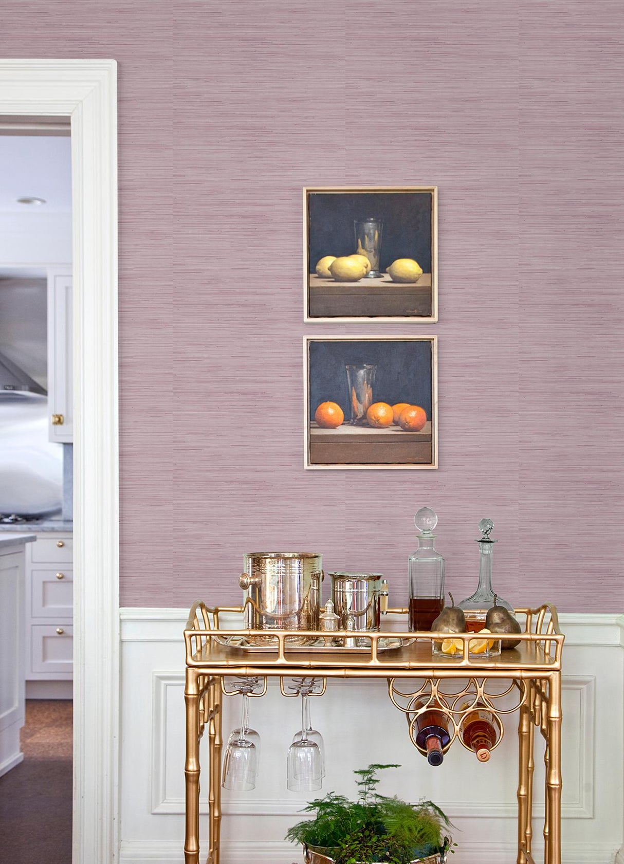 York Lilac Classic Faux Grasscloth Peel & Stick Wallpaper