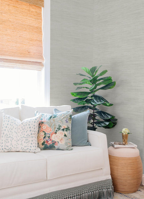 York Grey Classic Faux Grasscloth Peel & Stick Wallpaper