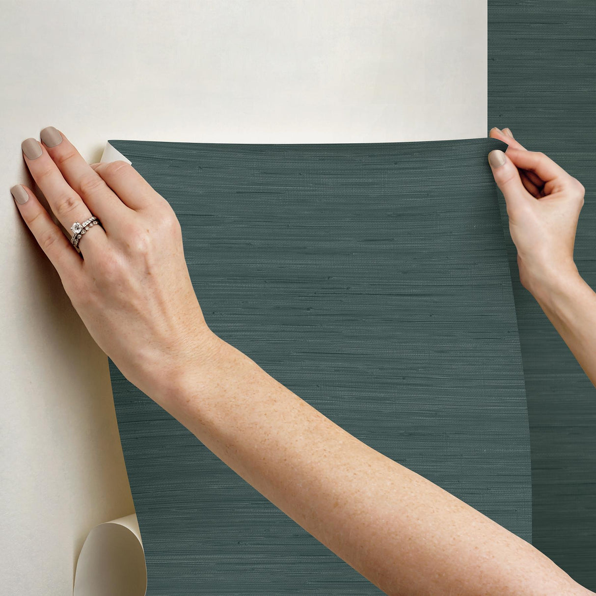 York Peacock Classic Faux Grasscloth Peel & Stick Wallpaper