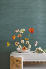 York Peacock Classic Faux Grasscloth Peel & Stick Wallpaper