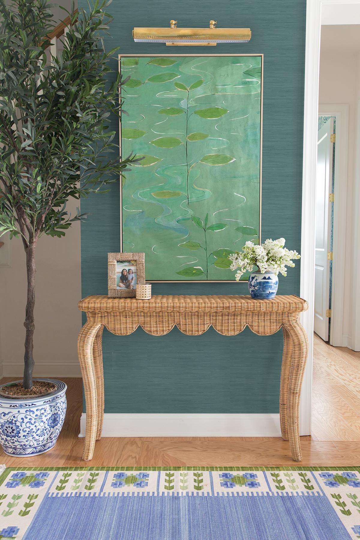 York Peacock Classic Faux Grasscloth Peel & Stick Wallpaper
