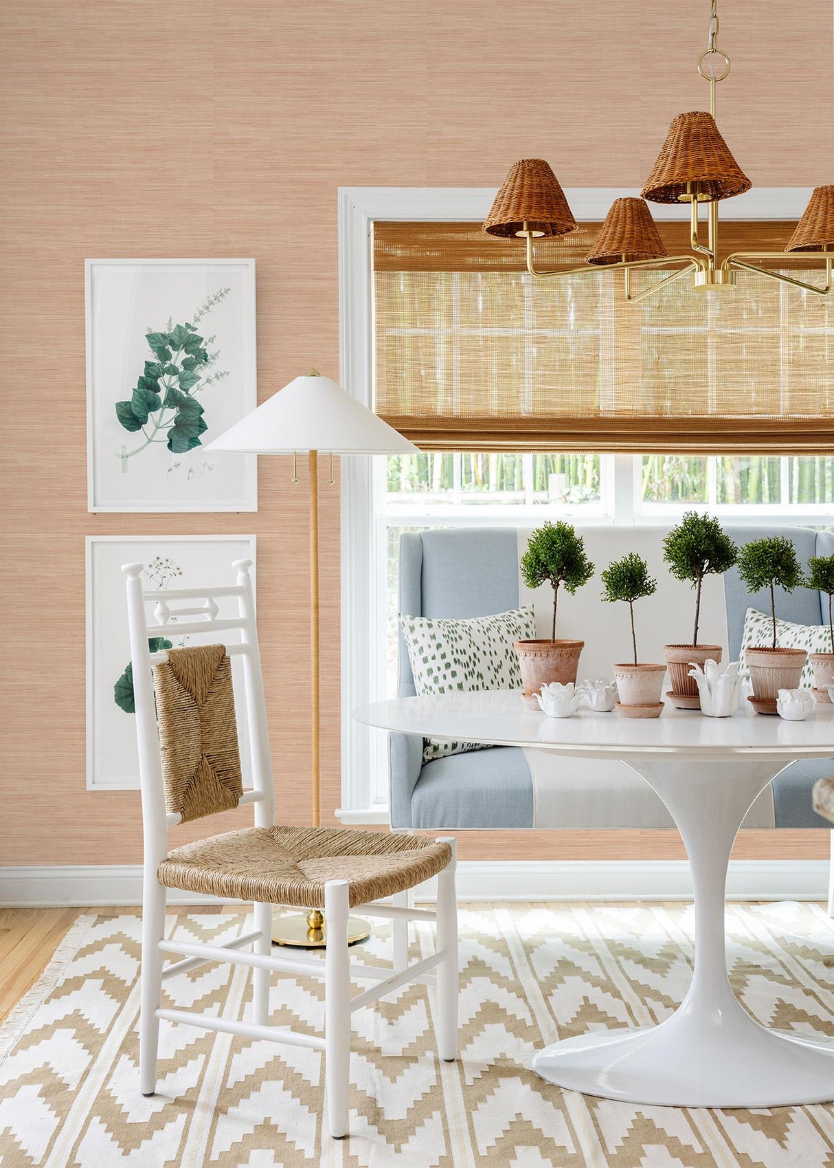 York Apricot Classic Faux Grasscloth Peel & Stick Wallpaper