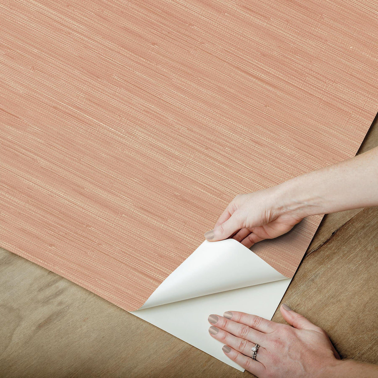 York Apricot Classic Faux Grasscloth Peel & Stick Wallpaper