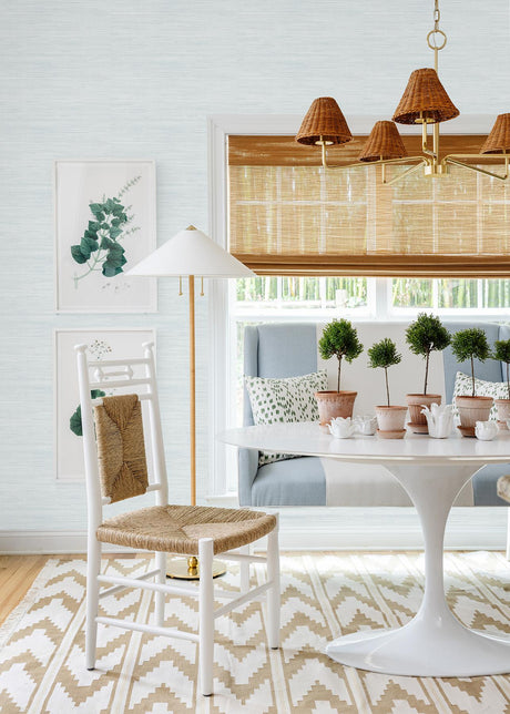 York Whisper Blue Classic Faux Grasscloth Peel & Stick Wallpaper