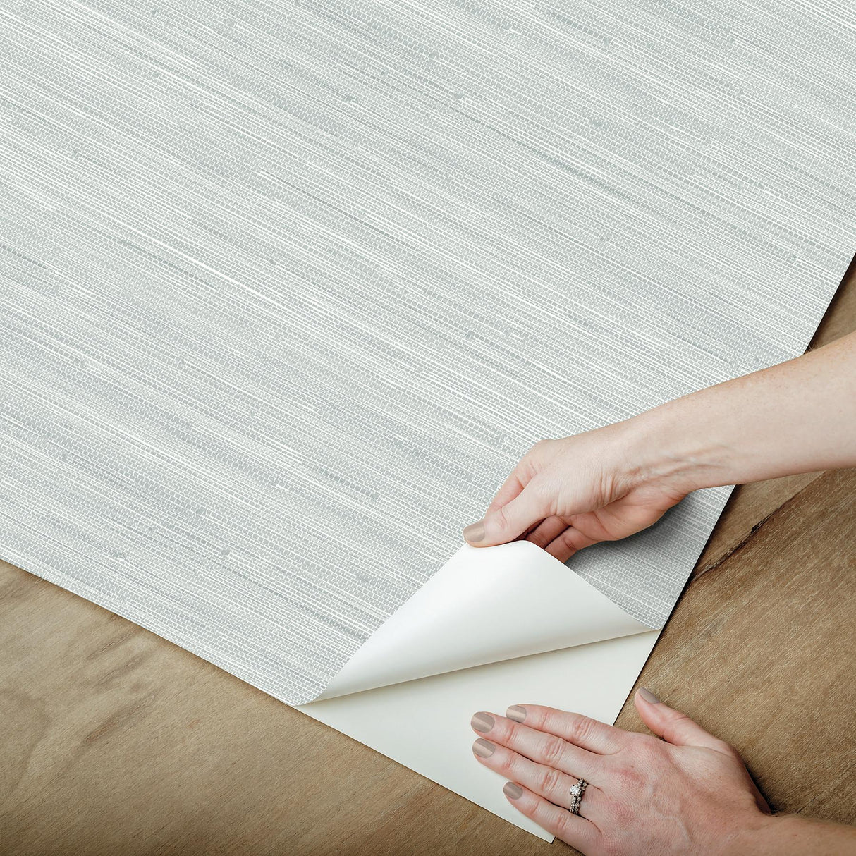 York Whisper Blue Classic Faux Grasscloth Peel & Stick Wallpaper