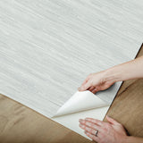 York Whisper Blue Classic Faux Grasscloth Peel & Stick Wallpaper