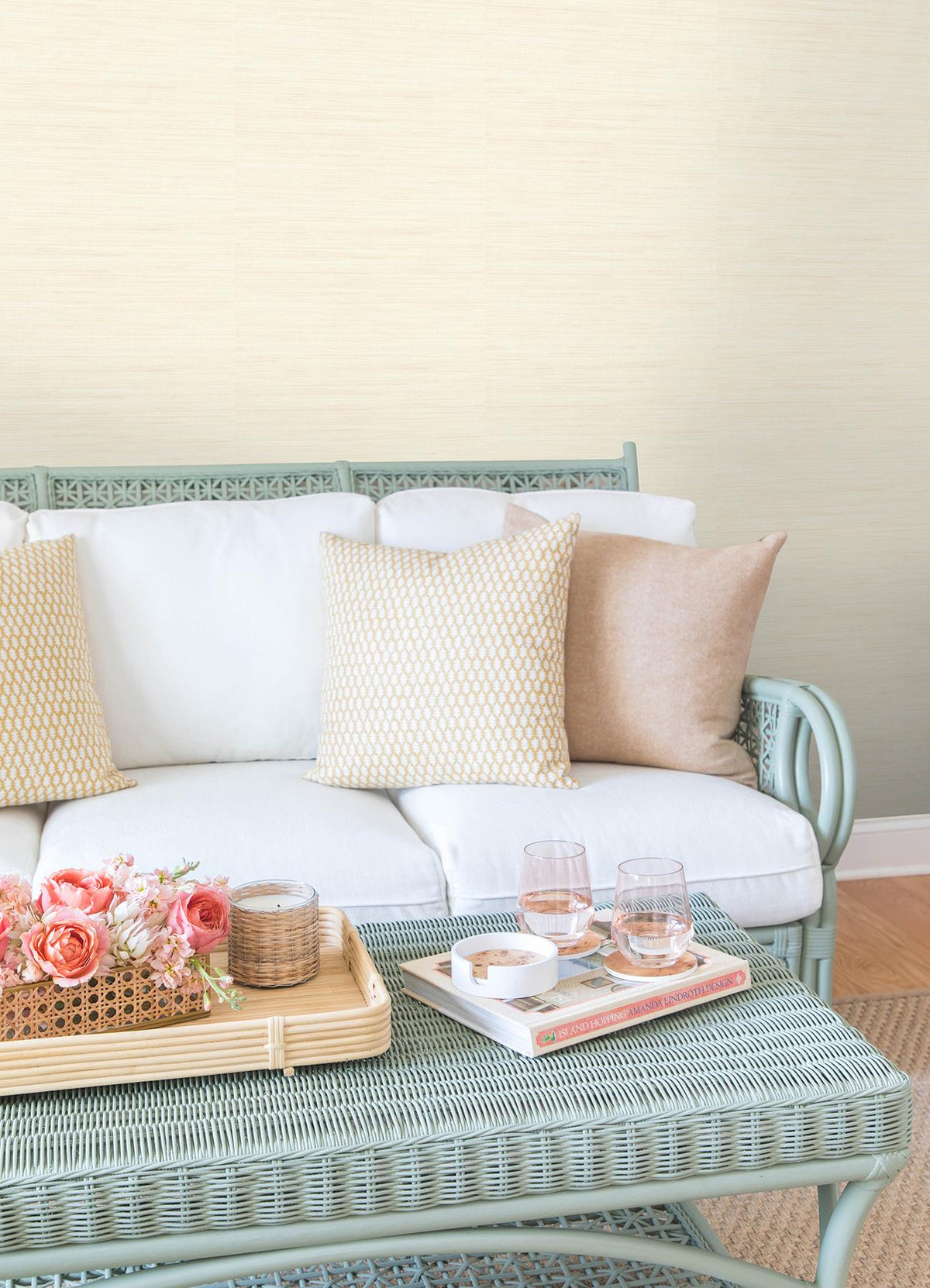 York Cashmere Classic Faux Grasscloth Peel & Stick Wallpaper