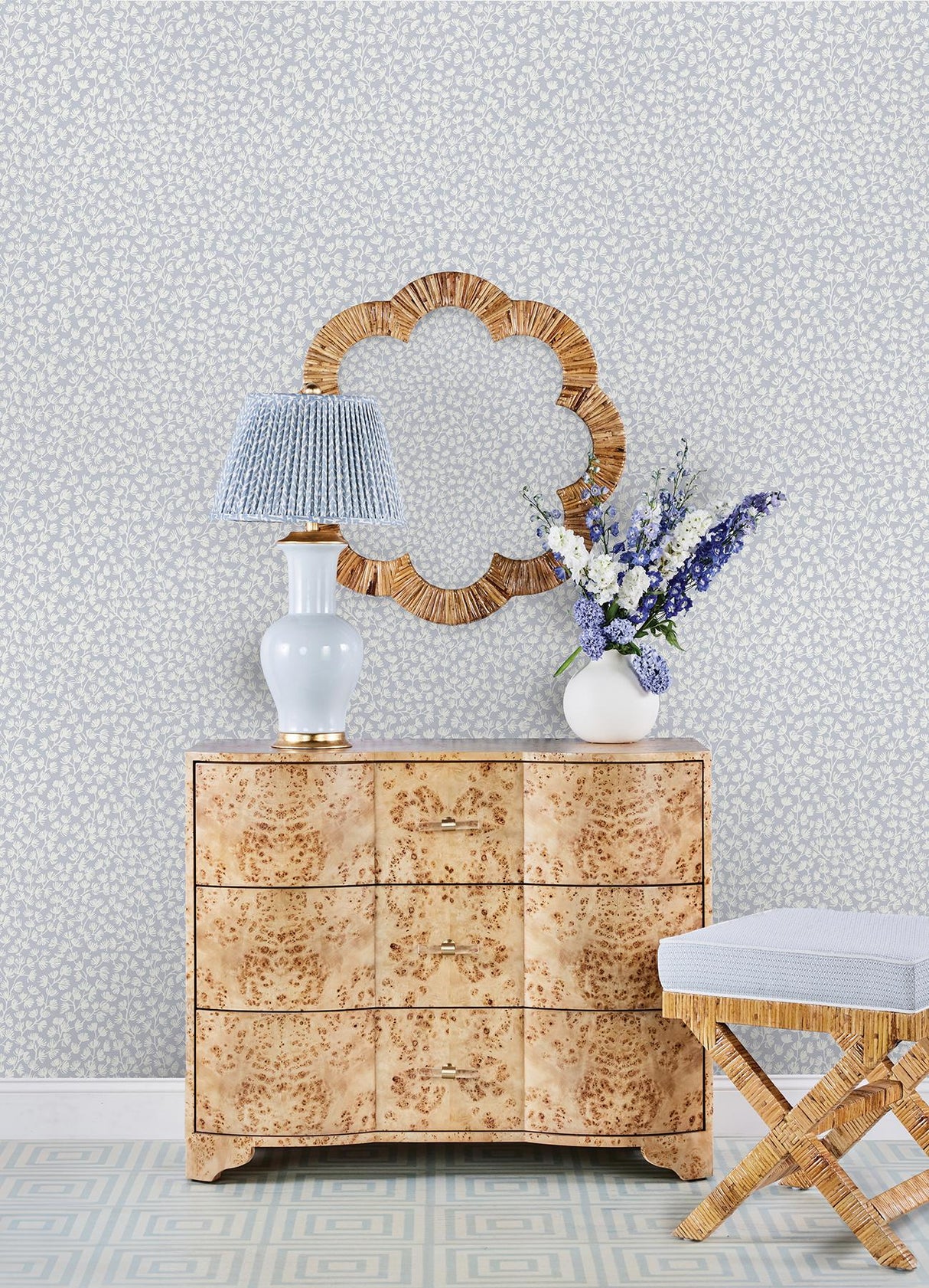 York Sea Fern Blue Mist Peel & Stick Wallpaper