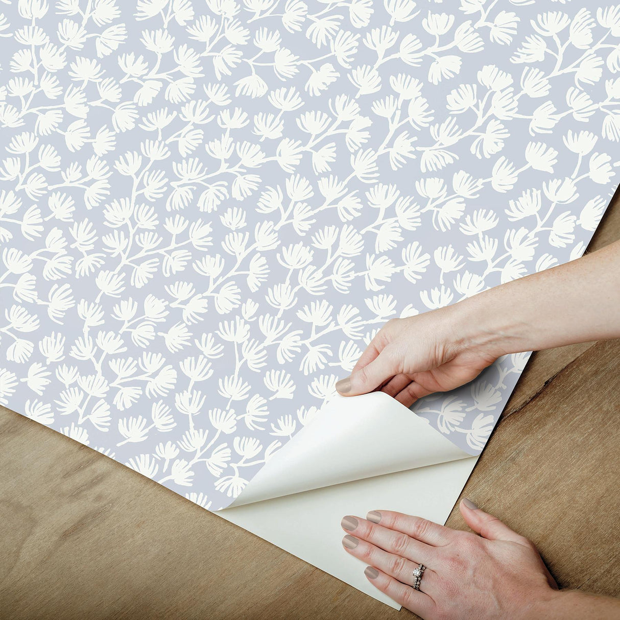 York Sea Fern Blue Mist Peel & Stick Wallpaper
